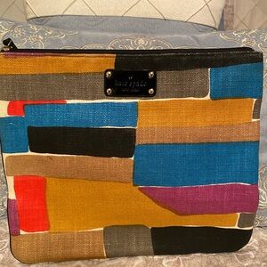 kate spade Colorblock Canvas Clutch in Yellow, Blue & Gray